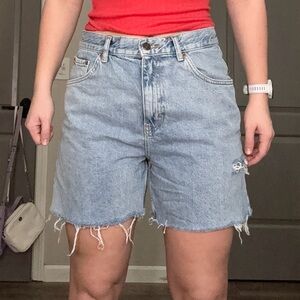 Topshop Light Wash Denim Shorts